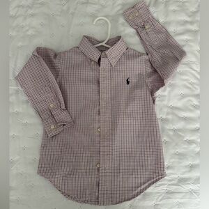 LIKE NEW Ralph Lauren Boy’s Pink and White Plaid Button Down Shirt